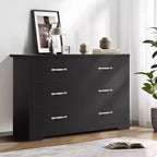6-Drawer Wooden Dresser Horizontal Natural Finish MDF Bedroom Furniture
