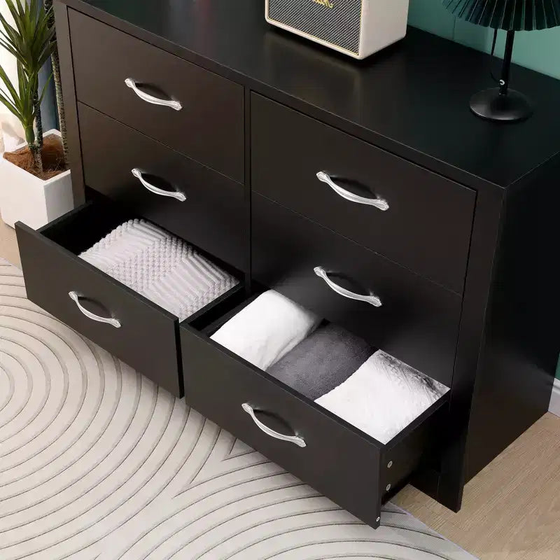 Cassettiera orizzontale in legno a 6 cassetti con finitura naturale in MDF per camera da letto