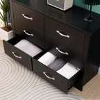 Cassettiera orizzontale in legno a 6 cassetti con finitura naturale in MDF per camera da letto