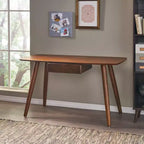 Scrivania per computer da 134 cm in legno per ufficio/casa con 1 cassetto, noce, gambe a otto