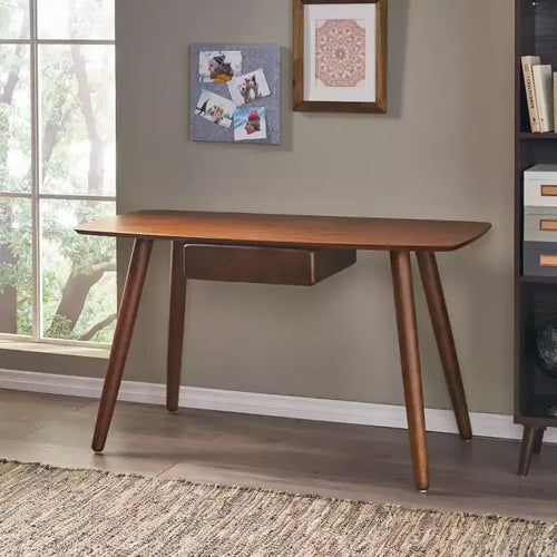 Scrivania per computer da 134 cm in legno per ufficio/casa con 1 cassetto, noce, gambe a otto