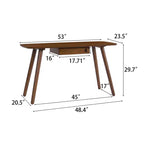Scrivania per computer da 134 cm in legno per ufficio/casa con 1 cassetto, noce, gambe a otto