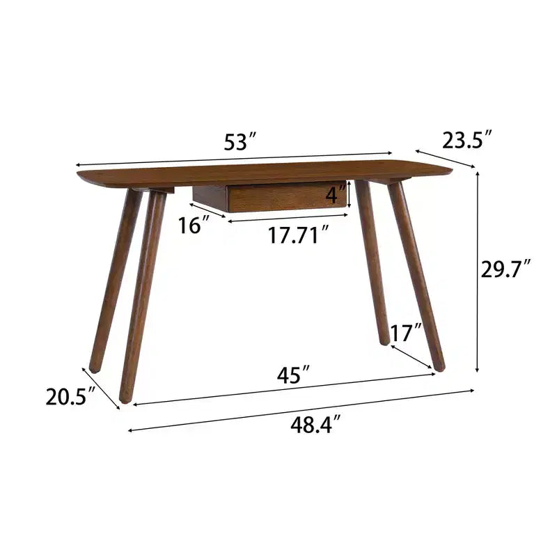 Scrivania per computer da 134 cm in legno per ufficio/casa con 1 cassetto, noce, gambe a otto