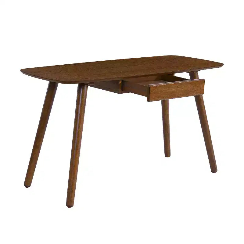 Scrivania per computer da 134 cm in legno per ufficio/casa con 1 cassetto, noce, gambe a otto