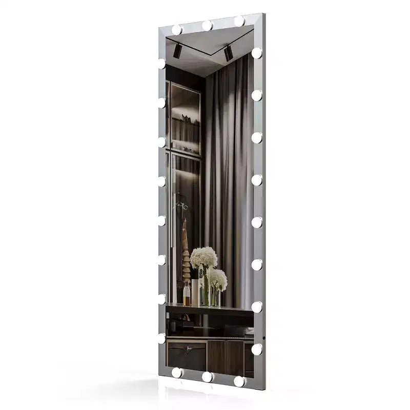 Specchio a figura intera Hollywood 63x24 con luci: 4 modalità colore, controllo touch, a parete o autoportante