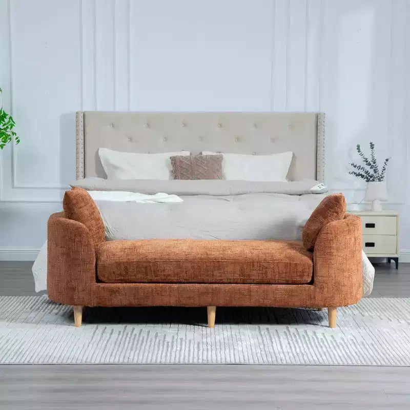Panca Chaise Lounge Imbottita in ciniglia con cuscino e guanciali, capacità 204 kg