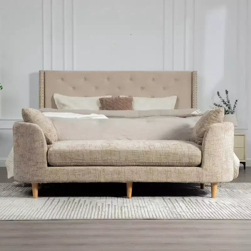 Panca Chaise Lounge Imbottita in ciniglia con cuscino e guanciali, capacità 204 kg
