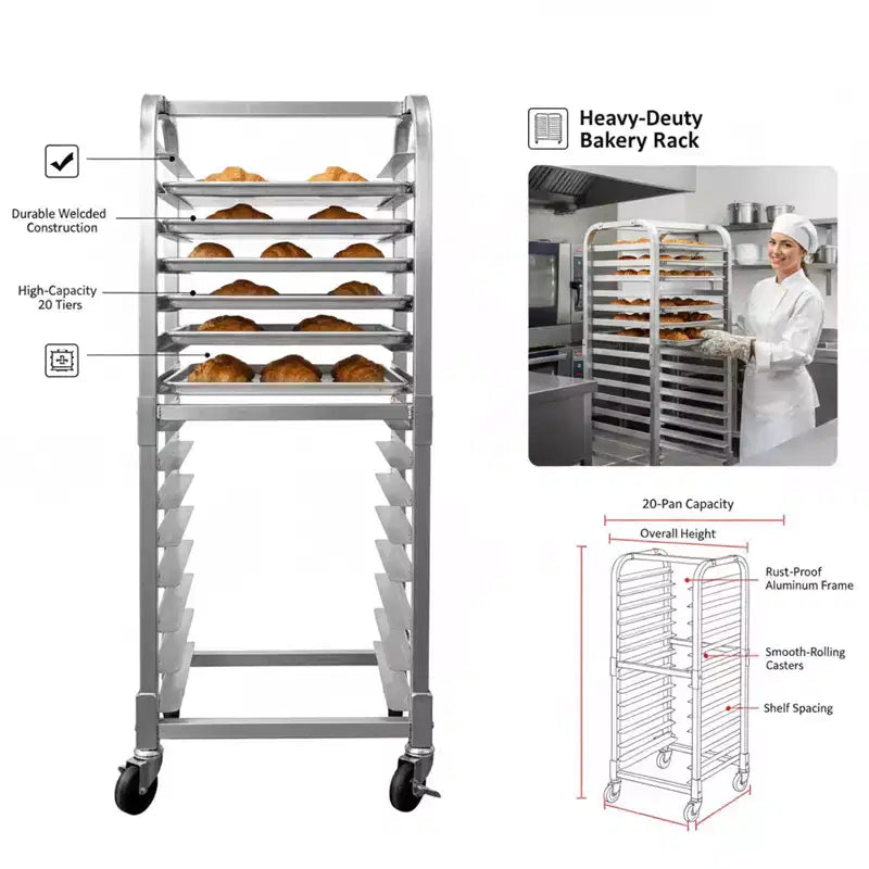 5/20 Rastrelliera per teglie da forno, per raffreddare e conservare pane in cucine, panifici e ristoranti