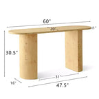 Consolle da ingresso moderna ovale da 60 con venature del legno di radica e gambe a semicerchio, tavolo da divano per foyer, corridoio o soggiorno - Panipeachy