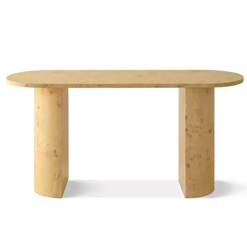 Consolle da ingresso moderna ovale da 60 con venature del legno di radica e gambe a semicerchio, tavolo da divano per foyer, corridoio o soggiorno - Panipeachy