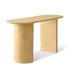 Consolle da ingresso moderna ovale da 60 con venature del legno di radica e gambe a semicerchio, tavolo da divano per foyer, corridoio o soggiorno - Panipeachy