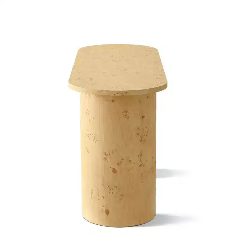 Consolle da ingresso moderna ovale da 60 con venature del legno di radica e gambe a semicerchio, tavolo da divano per foyer, corridoio o soggiorno - Panipeachy