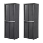Sterilite 2 Pack Adjustable 4-Shelf Garage Storage Cabinet Bin Organizer, Gray