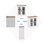 Madia Moderna Multifunzionale con Anta in Vetro con Design a Croce, Presa Elettrica Integrata, Credenza Contenitore per Soggiorno o Sala da Pranzo