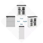 Madia Moderna Multifunzionale con Anta in Vetro con Design a Croce, Presa Elettrica Integrata, Credenza Contenitore per Soggiorno o Sala da Pranzo