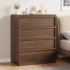 GustoWave Modern Bedside End Side Table, 4 Drawer Dresser for Bedroom, Living Room, Entryway, Brown