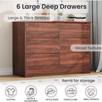 GustoWave Armadio Moderno, Comò Contenitore in Legno con 6 Cassetti per Camera da Letto, Soggiorno, Ingresso, Marrone