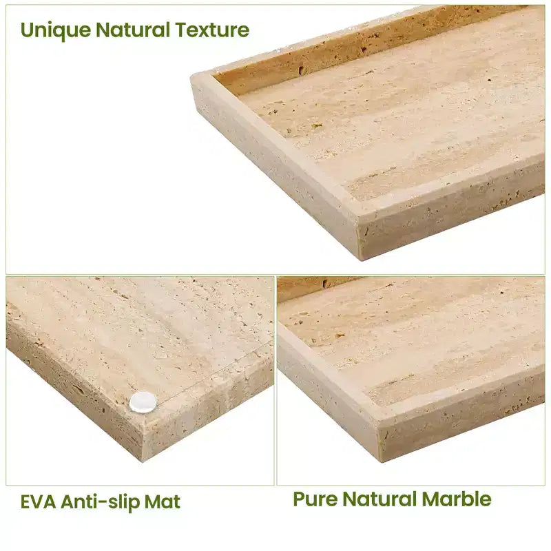 Vassoio organizer per gioielli e vanità in marmo naturale, tonalità quarzo rosa, pietra di alta qualità