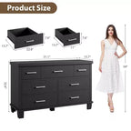 Comò moderno in legno da 130 cm con 7 cassetti, cassettiera robusta con maniglie in metallo per camera da letto e soggiorno