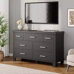Comò moderno in legno da 130 cm con 7 cassetti, cassettiera robusta con maniglie in metallo per camera da letto e soggiorno