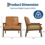 Poltrona moderna con schienale alto e struttura in legno con capacità di 136 kg - Poltrona imbottita in rattan o pelle PU per soggiorno