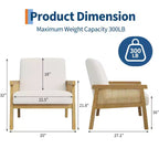 Poltrona moderna con schienale alto e struttura in legno con capacità di 136 kg - Poltrona imbottita in rattan o pelle PU per soggiorno