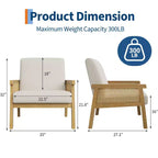 Poltrona moderna con schienale alto e struttura in legno con capacità di 136 kg - Poltrona imbottita in rattan o pelle PU per soggiorno