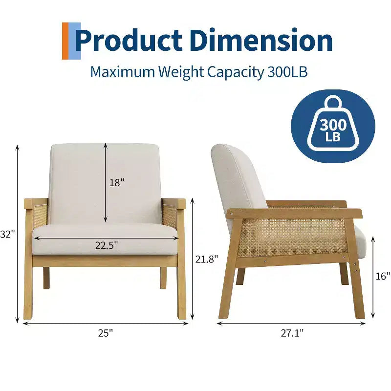 Poltrona moderna con schienale alto e struttura in legno con capacità di 136 kg - Poltrona imbottita in rattan o pelle PU per soggiorno
