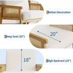 Poltrona moderna con schienale alto e struttura in legno con capacità di 136 kg - Poltrona imbottita in rattan o pelle PU per soggiorno