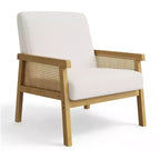 Poltrona moderna con schienale alto e struttura in legno con capacità di 136 kg - Poltrona imbottita in rattan o pelle PU per soggiorno