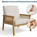 Poltrona moderna con schienale alto e struttura in legno con capacità di 136 kg - Poltrona imbottita in rattan o pelle PU per soggiorno