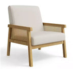 Poltrona moderna con schienale alto e struttura in legno con capacità di 136 kg - Poltrona imbottita in rattan o pelle PU per soggiorno