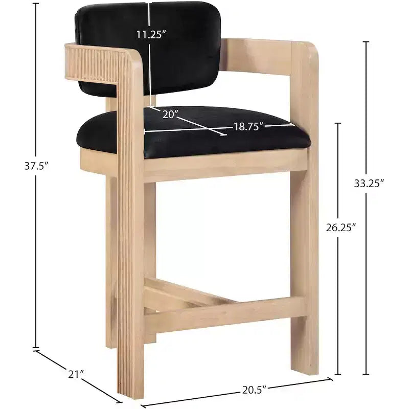 Sgabello da bar da banco in velluto Art Déco con braccioli, verde, in legno massello di caucciù, portata 136 kg