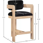 Sgabello da bar da banco in velluto Art Déco con braccioli, verde, in legno massello di caucciù, portata 136 kg