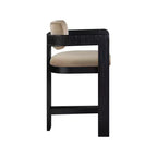 Sgabello da bar da banco in velluto Art Déco con braccioli, verde, in legno massello di caucciù, portata 136 kg