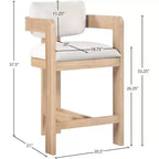 Sgabello da bar da banco in velluto Art Déco con braccioli, verde, in legno massello di caucciù, portata 136 kg