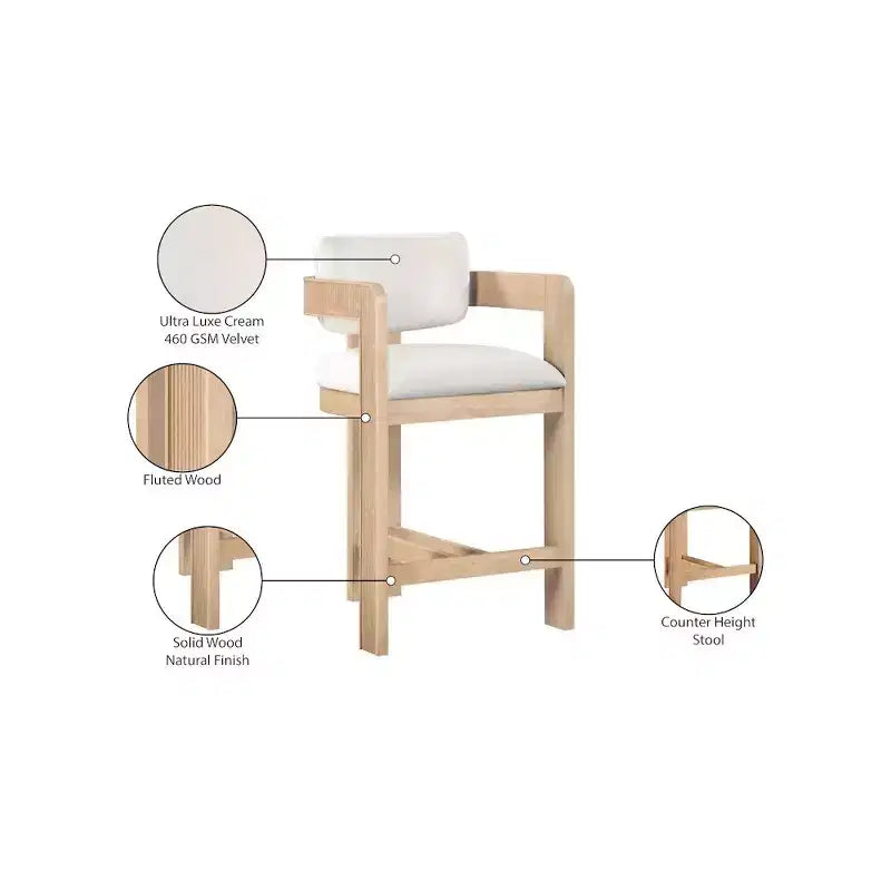 Sgabello da bar da banco in velluto Art Déco con braccioli, verde, in legno massello di caucciù, portata 136 kg