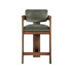 Sgabello da bar da banco in velluto Art Déco con braccioli, verde, in legno massello di caucciù, portata 136 kg