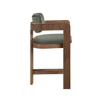 Sgabello da bar da banco in velluto Art Déco con braccioli, verde, in legno massello di caucciù, portata 136 kg