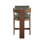 Sgabello da bar da banco in velluto Art Déco con braccioli, verde, in legno massello di caucciù, portata 136 kg