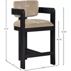 Sgabello da bar da banco in velluto Art Déco con braccioli, verde, in legno massello di caucciù, portata 136 kg