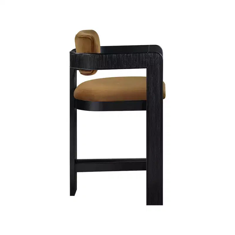 Sgabello da bar da banco in velluto Art Déco con braccioli, verde, in legno massello di caucciù, portata 136 kg