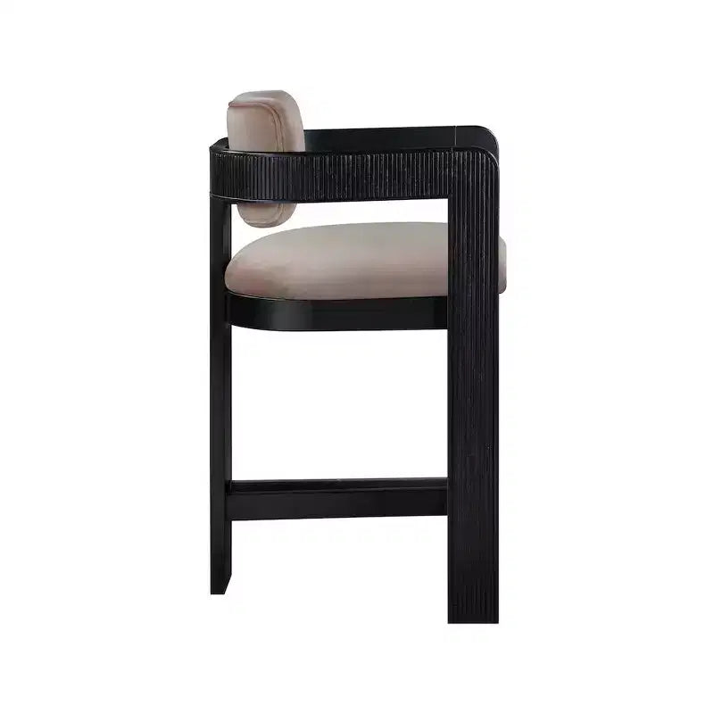 Sgabello da bar da banco in velluto Art Déco con braccioli, verde, in legno massello di caucciù, portata 136 kg
