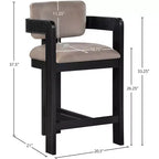 Sgabello da bar da banco in velluto Art Déco con braccioli, verde, in legno massello di caucciù, portata 136 kg