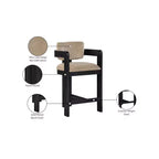 Sgabello da bar da banco in velluto Art Déco con braccioli, verde, in legno massello di caucciù, portata 136 kg