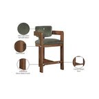 Sgabello da bar da banco in velluto Art Déco con braccioli, verde, in legno massello di caucciù, portata 136 kg