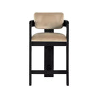 Sgabello da bar da banco in velluto Art Déco con braccioli, verde, in legno massello di caucciù, portata 136 kg