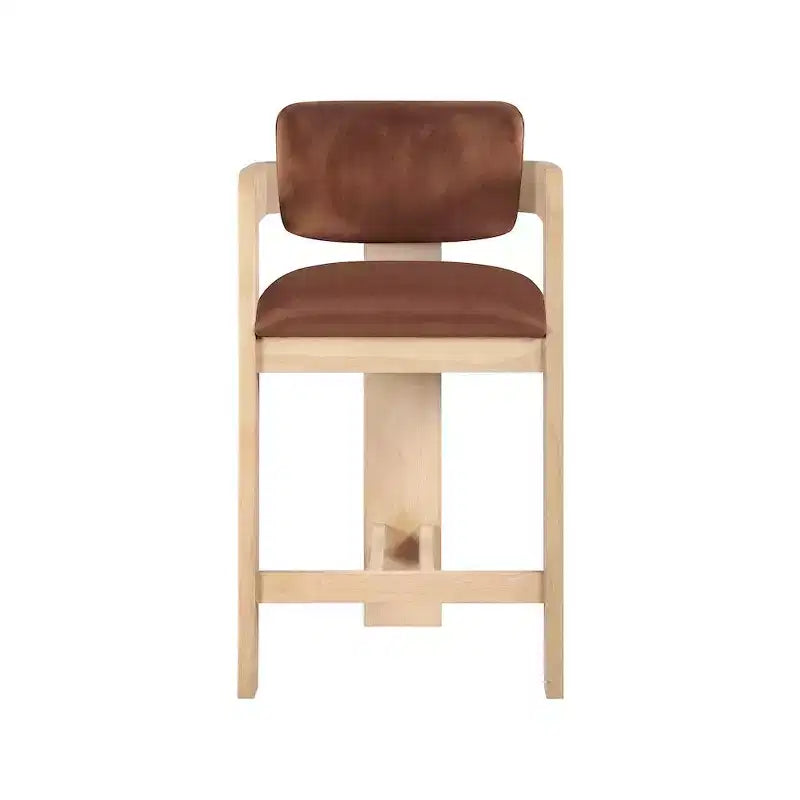 Sgabello da bar da banco in velluto Art Déco con braccioli, verde, in legno massello di caucciù, portata 136 kg