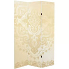 Oriental Furniture 6" Double Sided Mandala Pattern Canvas Room Divider Ivory: Adjustable 3-Panel Biombo, Spruce Wood Frame