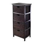 36.81" Omaha Storage Rack with Baskets Black - Winsome: Mid-Century 4-Drawer Tower